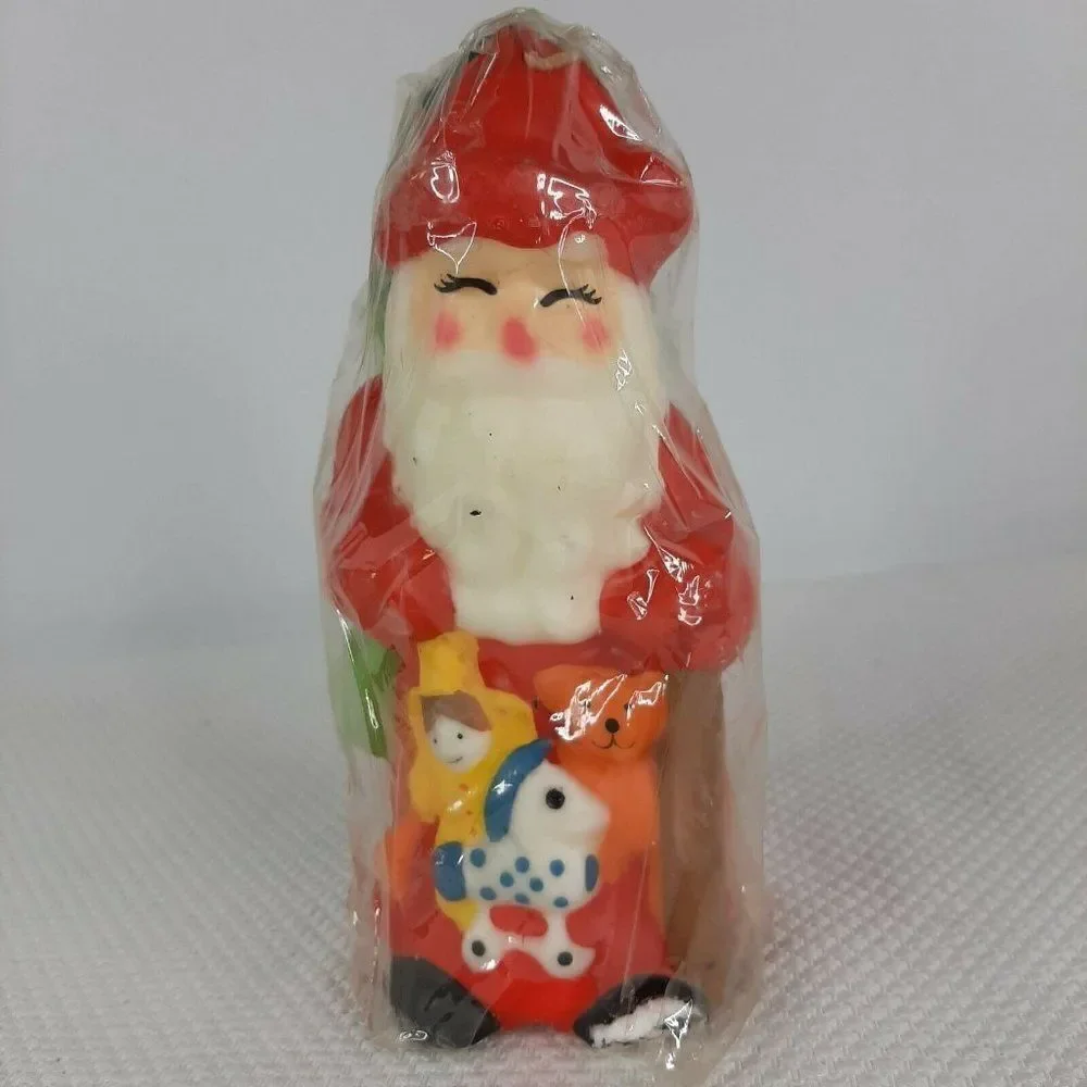 Vintage 1960s Wax Candle Santa Sack Of Toys New Sealed 7